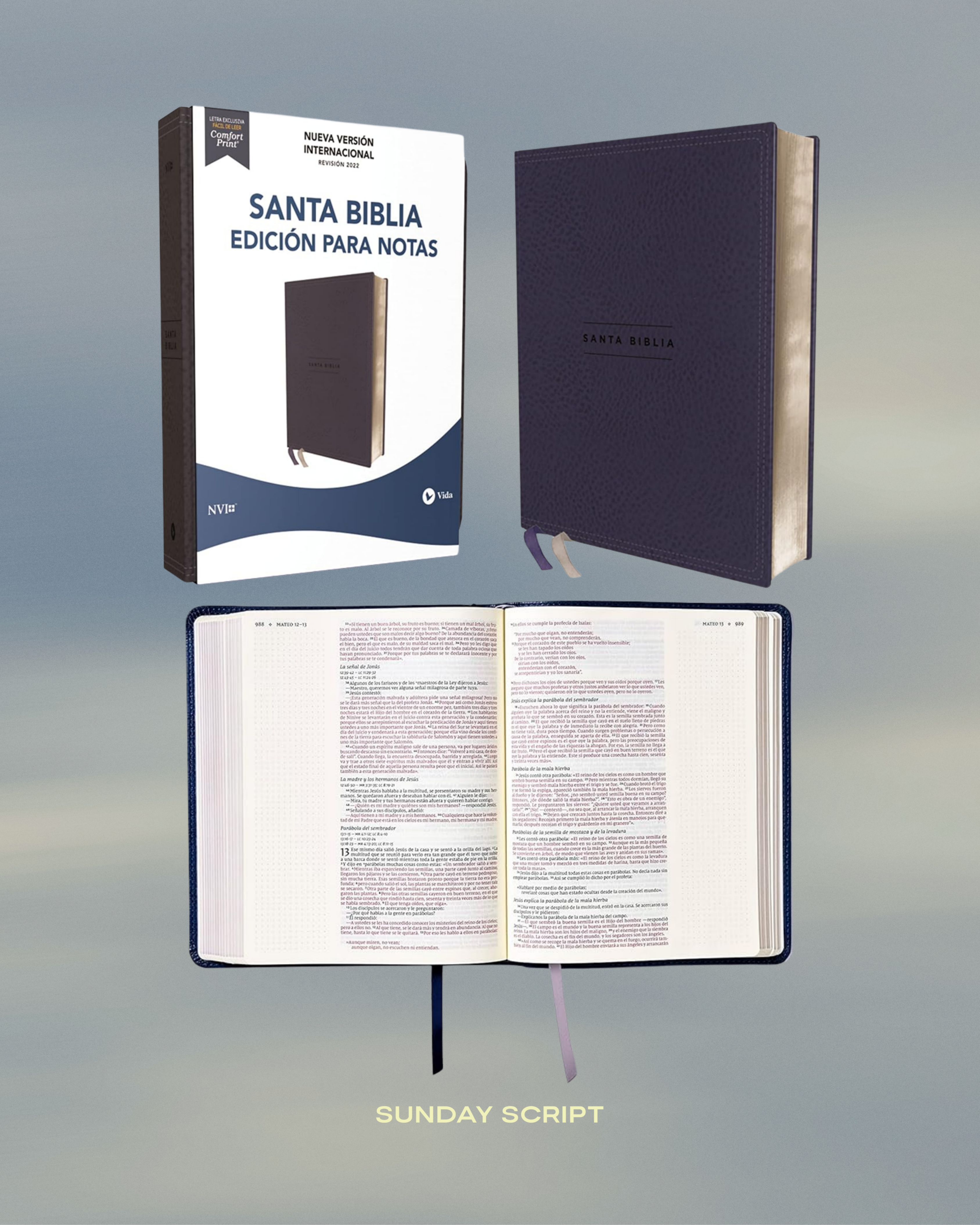 NVI, Tapa Blanda, Leathersoft Azul – Biblia de Notas