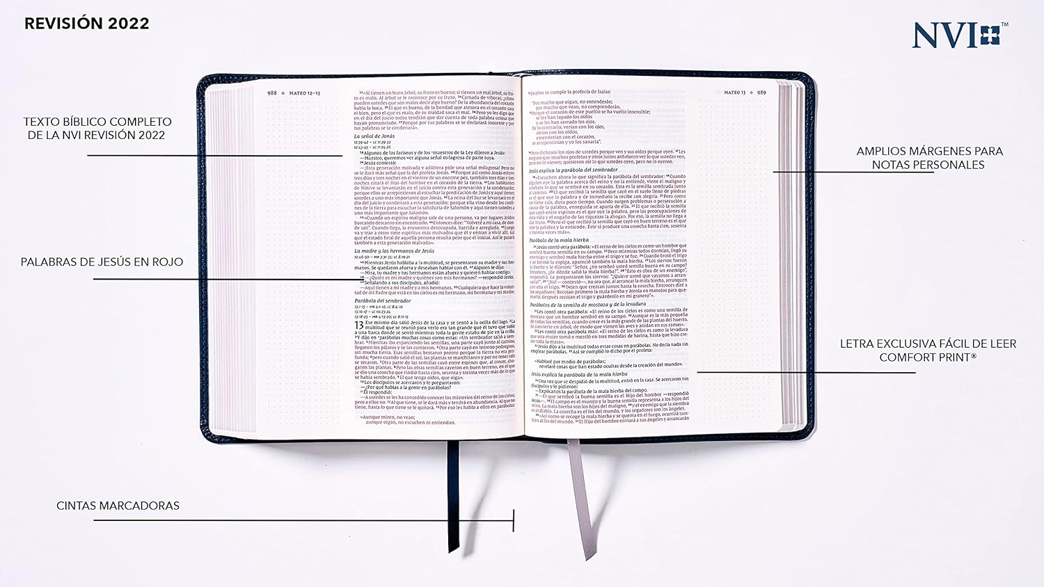 NVI, Tapa Blanda, Leathersoft Azul – Biblia de Notas